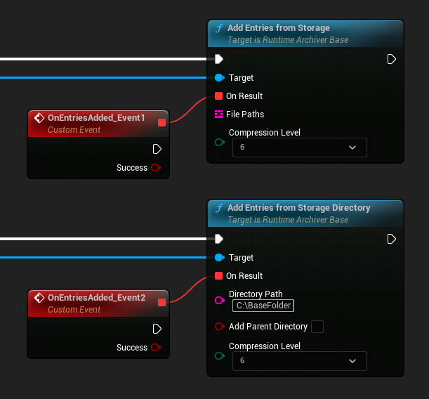 Add Entries From Storage and Add Entries From Storage Directory nodes