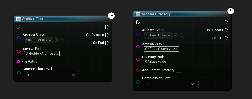 Archive Files and Archive Directory nodes