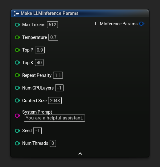Inference Parameters in Blueprint