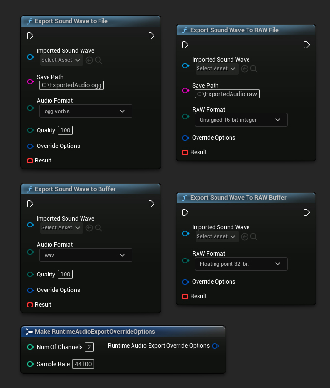 Nodos de Export Sound Wave