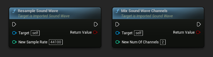 Nodos para re-samplear la onda de sonido y mezclar los canales de la onda de sonido