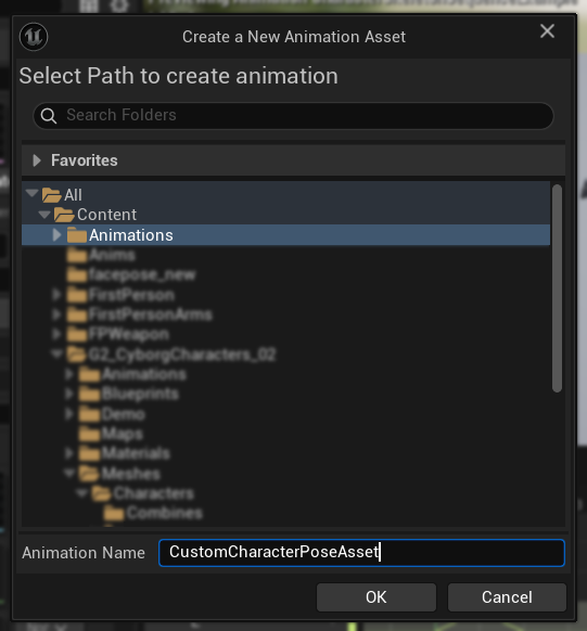 Nommage du pose asset