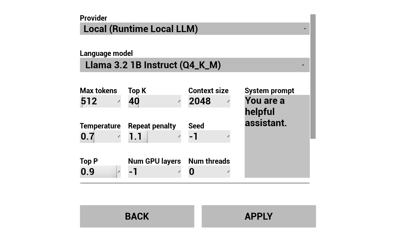 AIチャットボット設定 - Runtime Local LLM（ローカルGGUF）