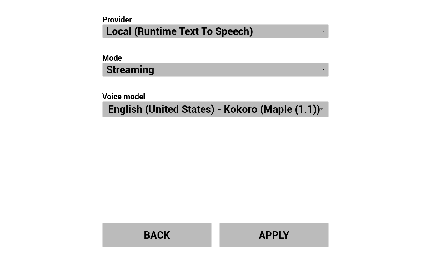 TTS configuration - Runtime Local Text To Speech (local Piper/Kokoro)