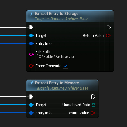 Ноды Extract Entry To Storage и Extract Entry To Memory