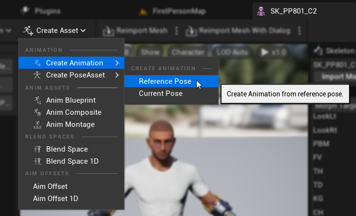 Tạo reference pose asset
