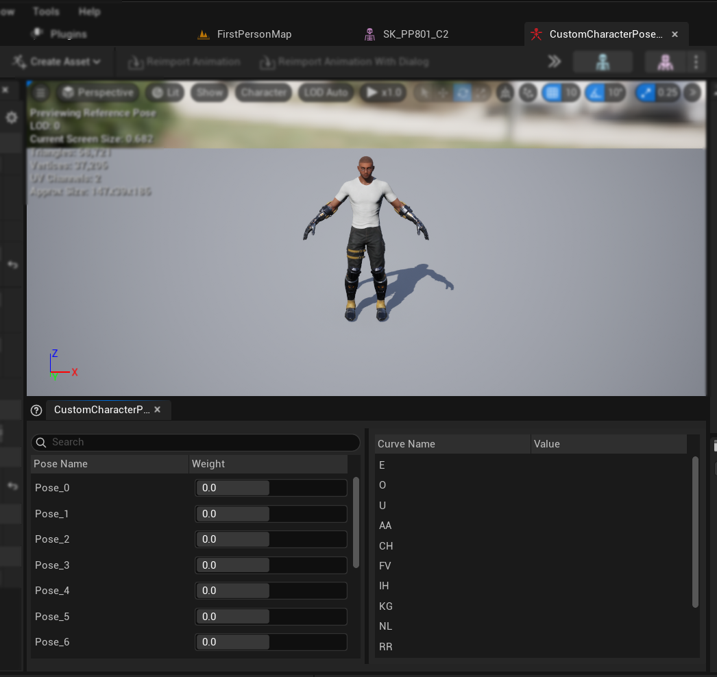 Pose asset với các viseme