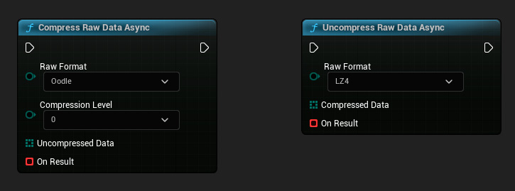 Các nút Compress Raw Data Async và Uncompress Raw Data Async